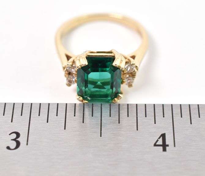 Gorgeous 14K Yellow Gold Emerald and Diamond Ring