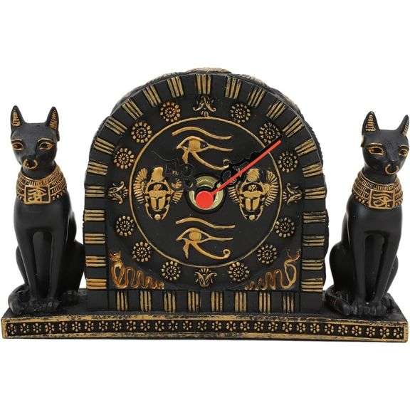 Twin Goddess Bastet Table Clock