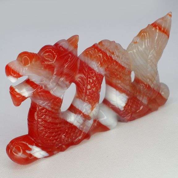 Gorgeous 146.03ct striped Agate Dragon Carving