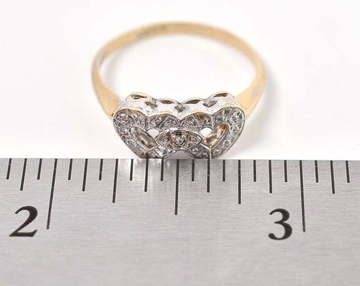 Loveable 10K Yellow Gold Diamond Heart Ring