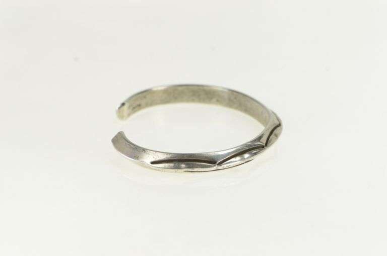 Sterling Silver Douglas Etsitty Navajo Stamped Cuff Bracelet