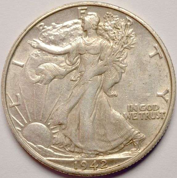 1942-S Walking Liberty Half Dollar, Circulated With Luster.