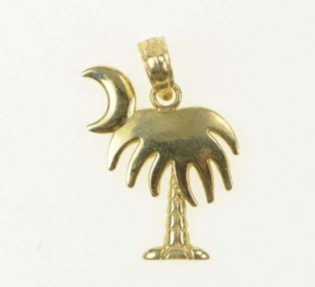 14K Yellow Gold Myrtle Beach Symbol Vacation Palm Tree Pendant