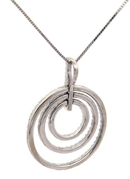 0.30ctw Diamond Triple Circle Open Pendant Necklace in 14K