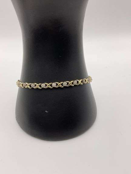5.3g 10k Yellow Gold XO Diamond Bracelet 7"