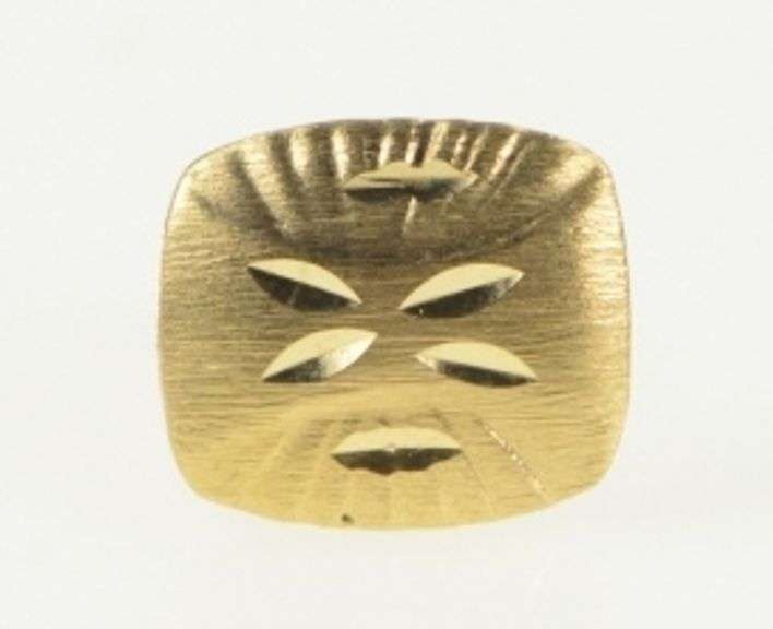 14K Yellow Gold Diamond Cut Geometric Single Stud Earring