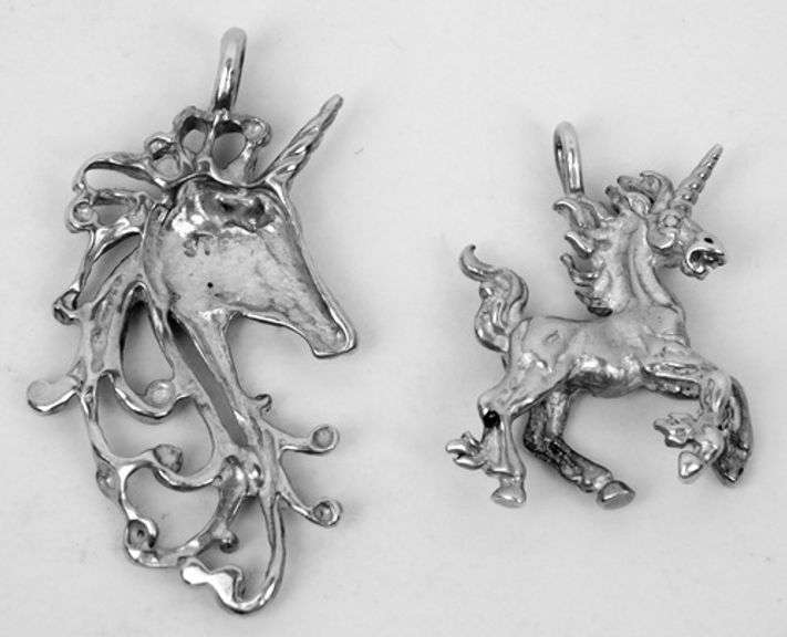 2 Sterling Silver Unicorn Pendants