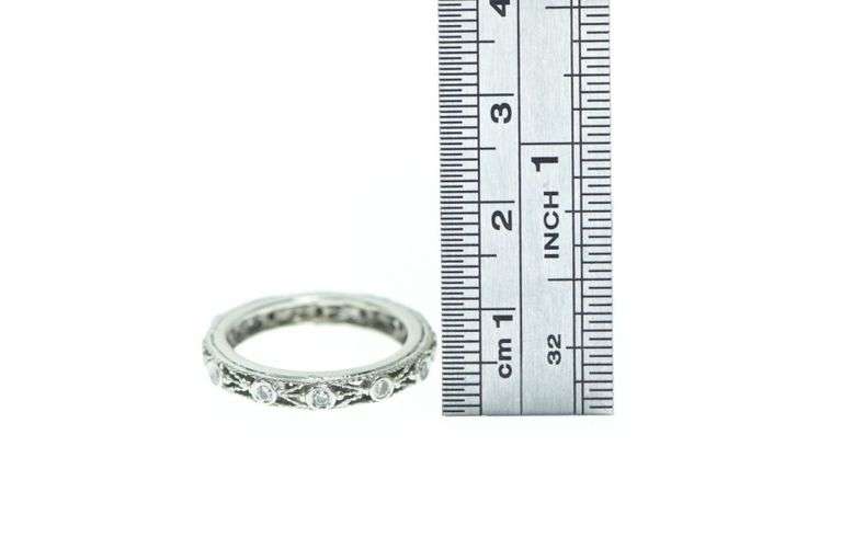 14K White Gold 3.5mm Diamond Ornate Eternity Band Ring