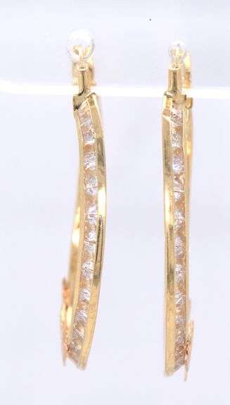 14kt Yellow gold Religious hoop earrings