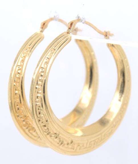 14kt Yellow gold Greek style hoop earrings