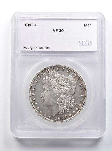 VF30 1892-S Morgan Silver Dollar SEGS