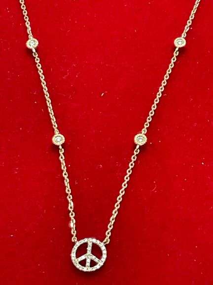 BRAND NEW 14K ROSE GOLD DIAMOND STATION NECKLACE