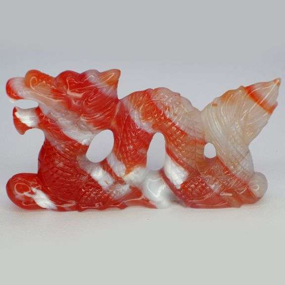 Gorgeous 146.03ct striped Agate Dragon Carving