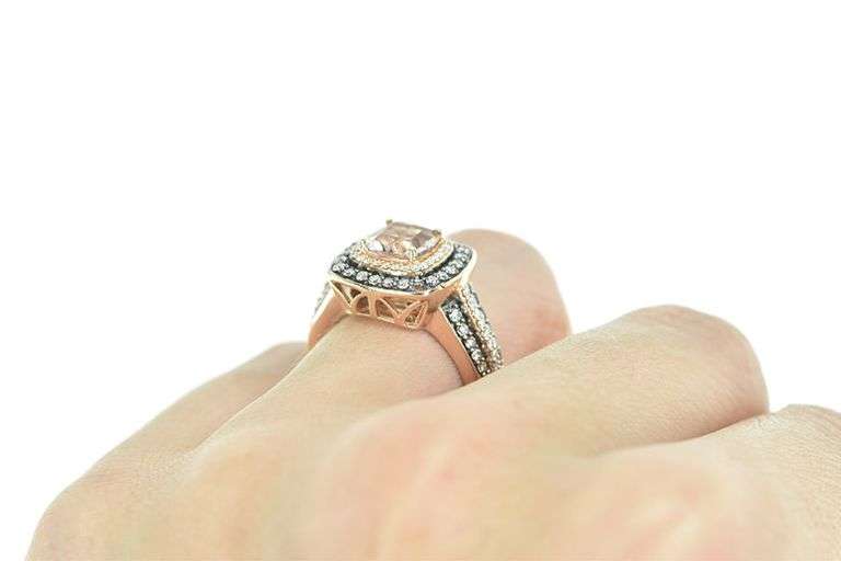 14K Rose Gold 2.14 Ctw LeVian Morganite Diamond Halo Ring