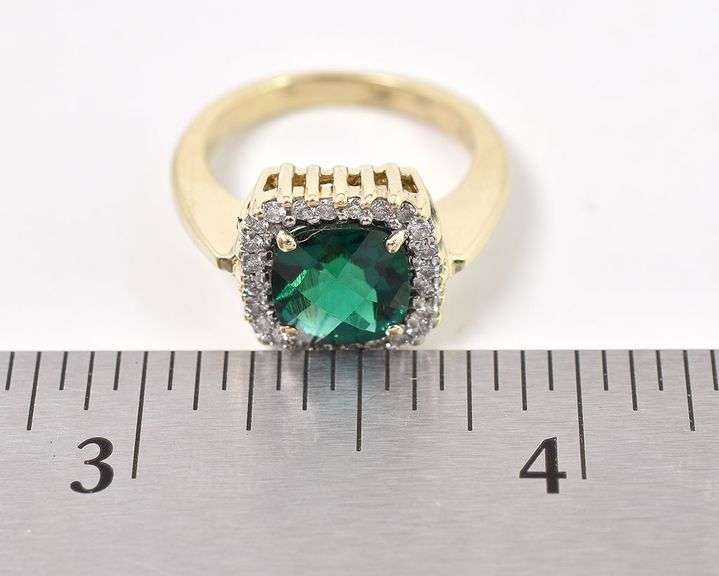 Fantastic 14K Yellow Gold Emerald and Diamond Ring