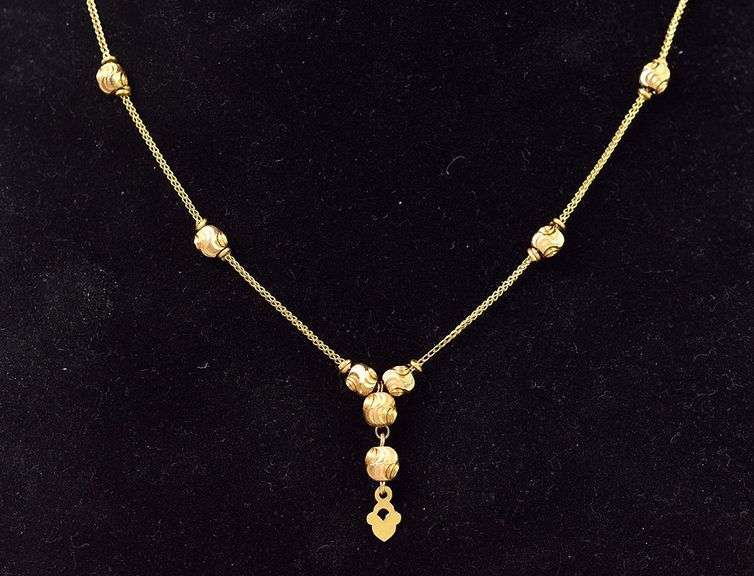 Cute 21K Yellow Gold Festoon Inspired Necklace