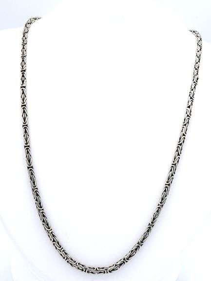 Vintage 925 sterling silver Byzantine chain necklace