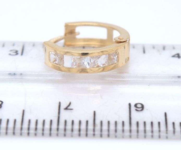 14kt Yellow gold CZ mini hoop earrings