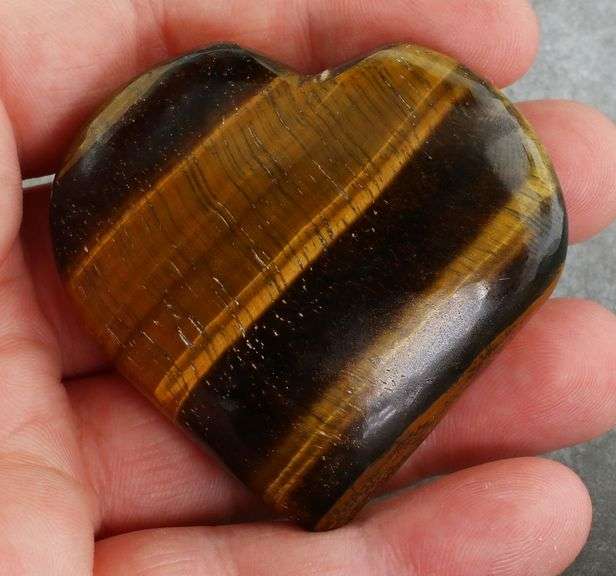 Shimmering 386ct Tiger Eye Heart Carving