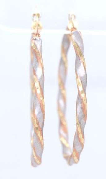 14kt Yellow gold twisted hoop earrings