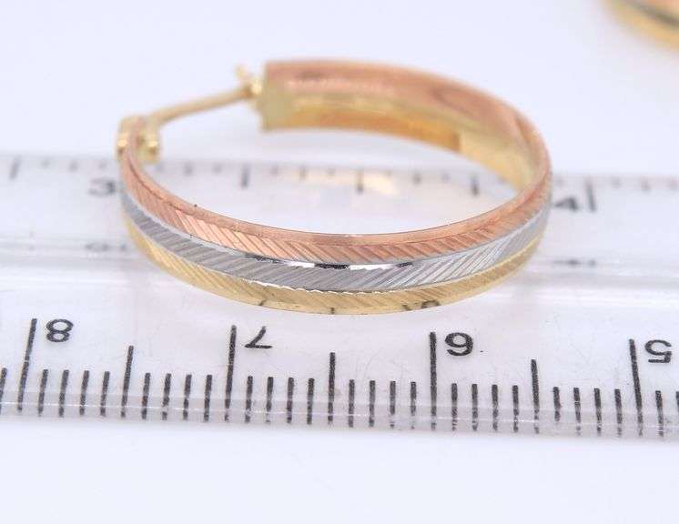 14kt Tri color gold hoop earrings