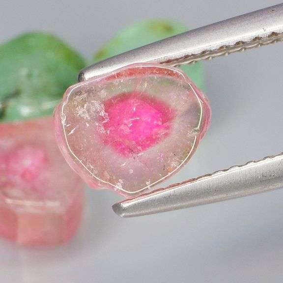 Awesome 7.19ct pink and green Tourmaline set