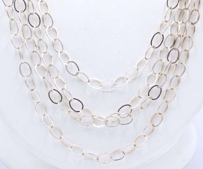 Vintage 925 sterling silver circle link chain necklace