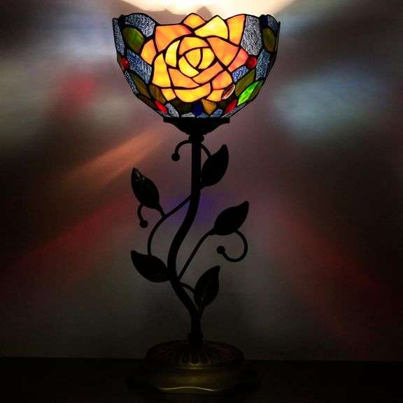 Legacy Tiffany Rose Stained Glass Lamp