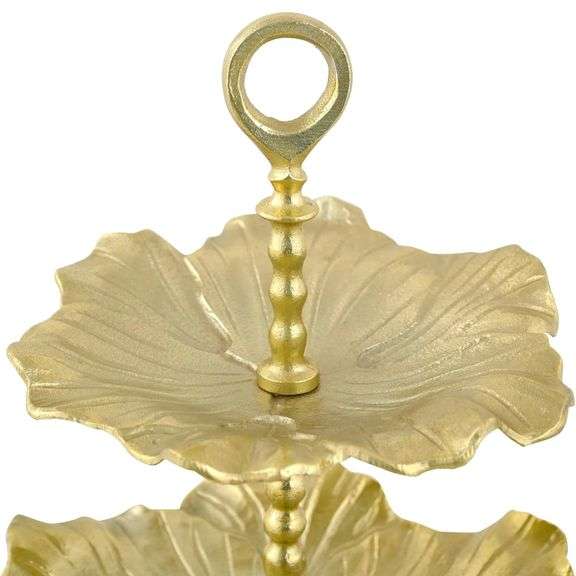 Golden Leaf 2-Tiered Serving Stand
