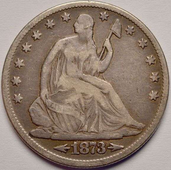 1873 Seated Liberty Half Dollar With Arrows, Circulated.