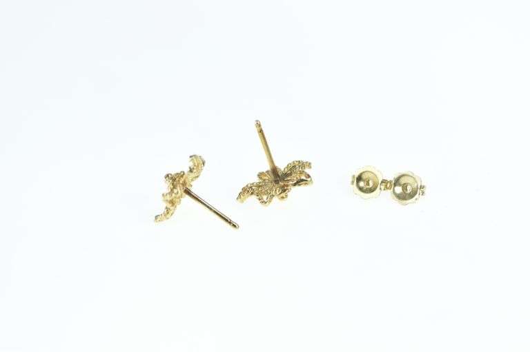 14K Yellow Gold Filigree Flower Vintage Fashion Stud Earrings