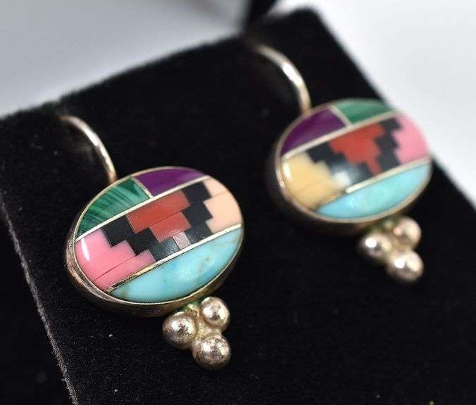 Sterling Silver Multi-Gemstone Dangle Earrings