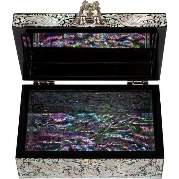 Handcrafted Mountain Mother of Pearl Trinket Box