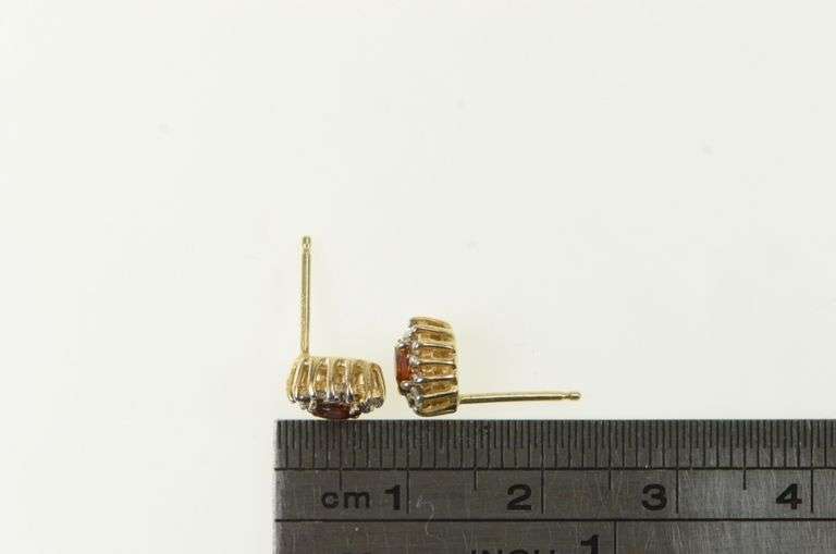 14K Yellow Gold Marquise Ruby Diamond Halo Stud Earrings