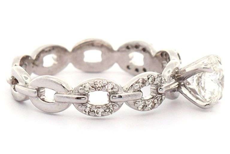 1.00ctw Round Diamond Chain Link Shank Engagement Ring in 14K