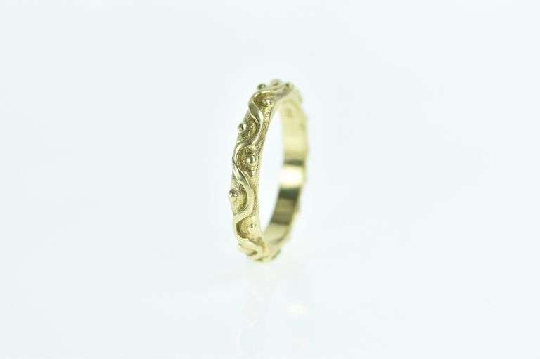 18K Yellow Gold J J Marco Wavy Dot Designer Band Ring