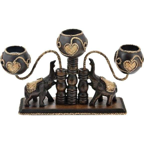 Royal Thai Elephants Handcrafted Candle Holders