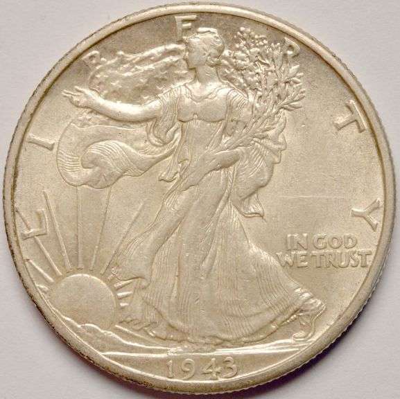 1943-S Walking Liberty Half Dollar, Circulated With Luster.