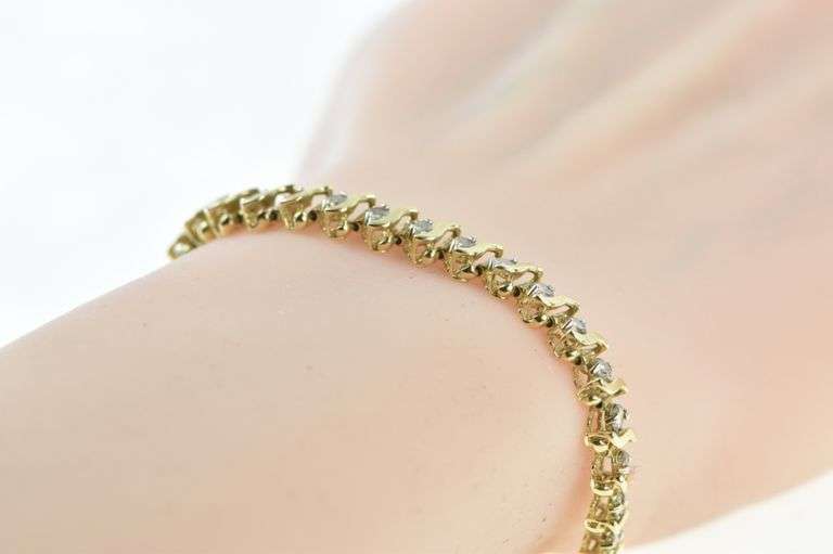 10K Yellow Gold 2.50 Ctw Classic Vintage Diamond Tennis Bracelet