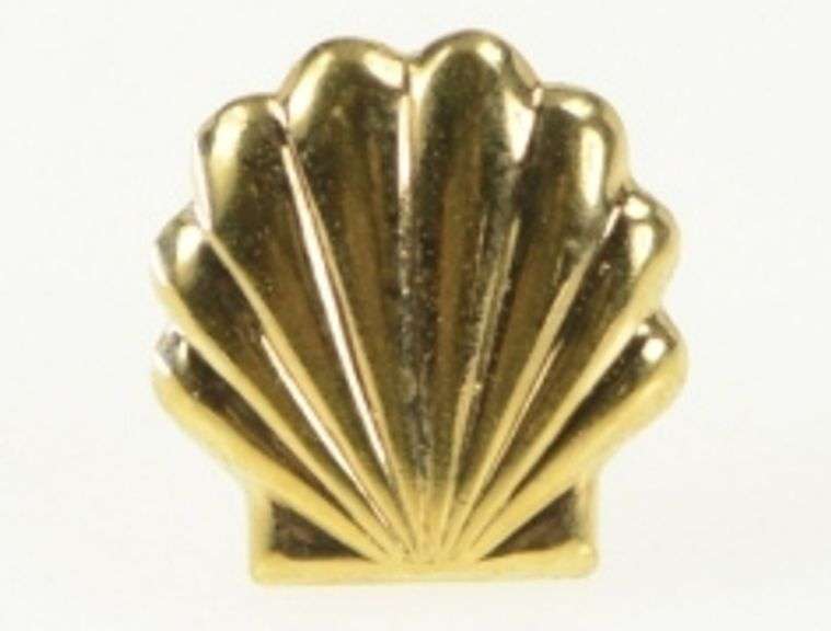 14K Yellow Gold Scallop Sea Shell Ocean Stud Single Earring