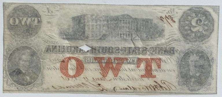 $2 June 17 1861 Bank of State South Carolina Note