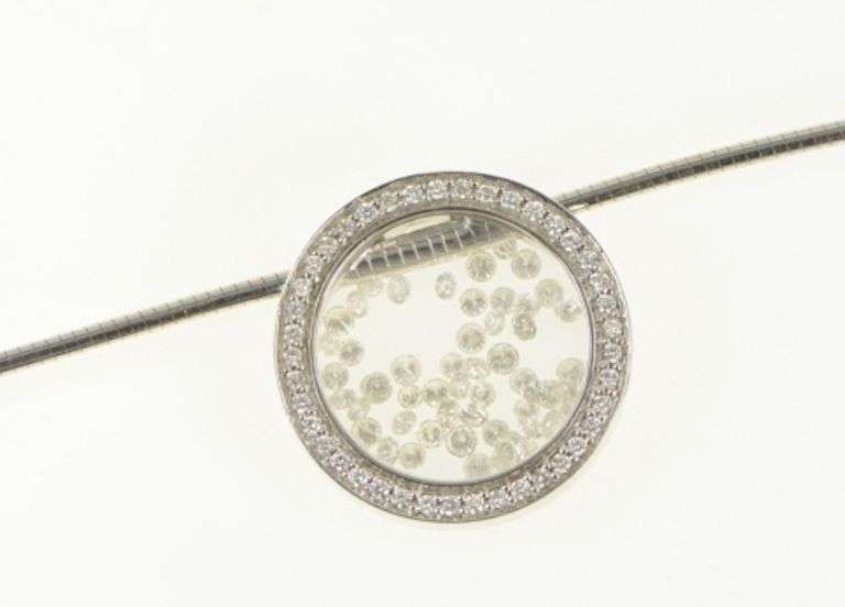 18K White Gold 1.25 Ctw Movado Diamond Capsule Chain Necklace