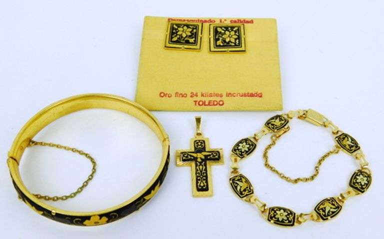 Collection of Vintage Damascene Jewelry from Spain