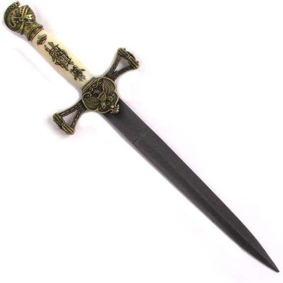 Medieval Knight Double Edged Stainless Steel Dagger with Brass Accents