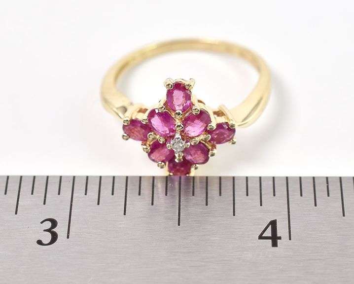 Gorgeous 14K Yellow Gold Pink Sapphire and Diamond Ring