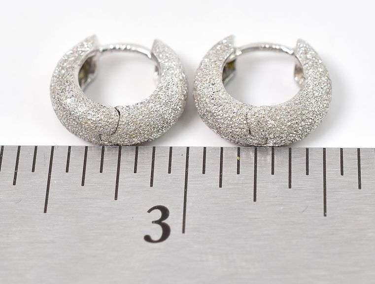 Dazzling 14K White Gold Hoop Earrings