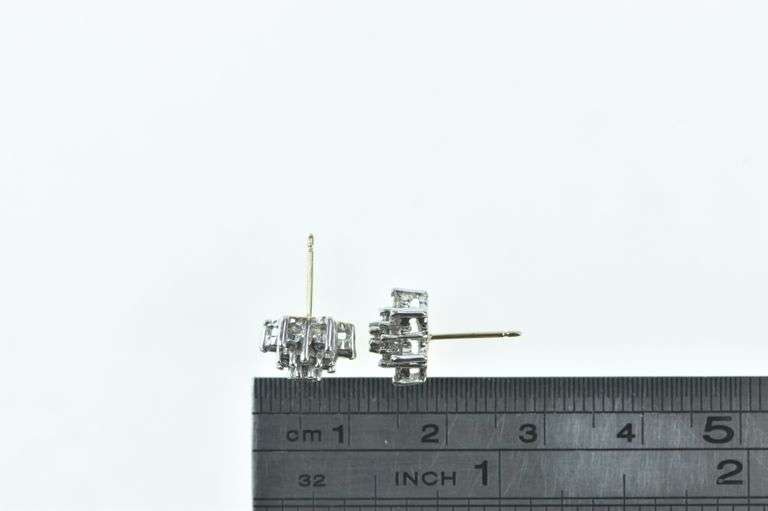10K White Gold 0.56 Ctw Diamond Vintage Cluster Stud Earrings
