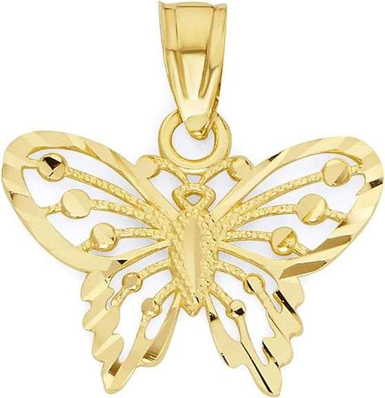 10k Solid Gold Butterfly Pendant