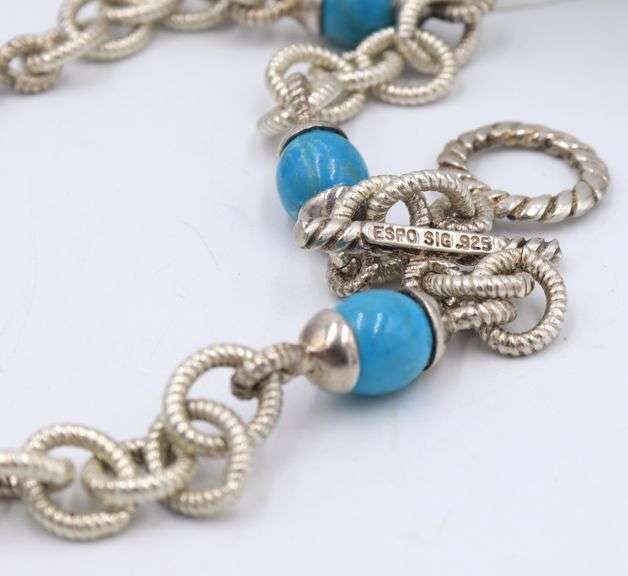 925 Sterling silver Signed Turquoise necklace