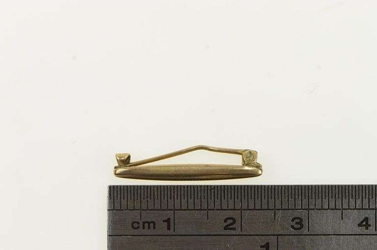 10K Yellow Gold Oval Curved Simple Plain Bar Pin/Brooch